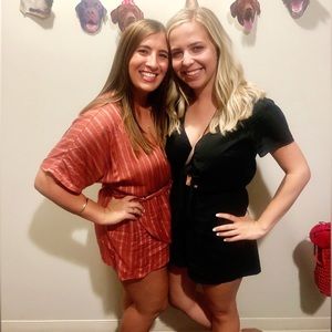 Abercrombie black romper with front tie